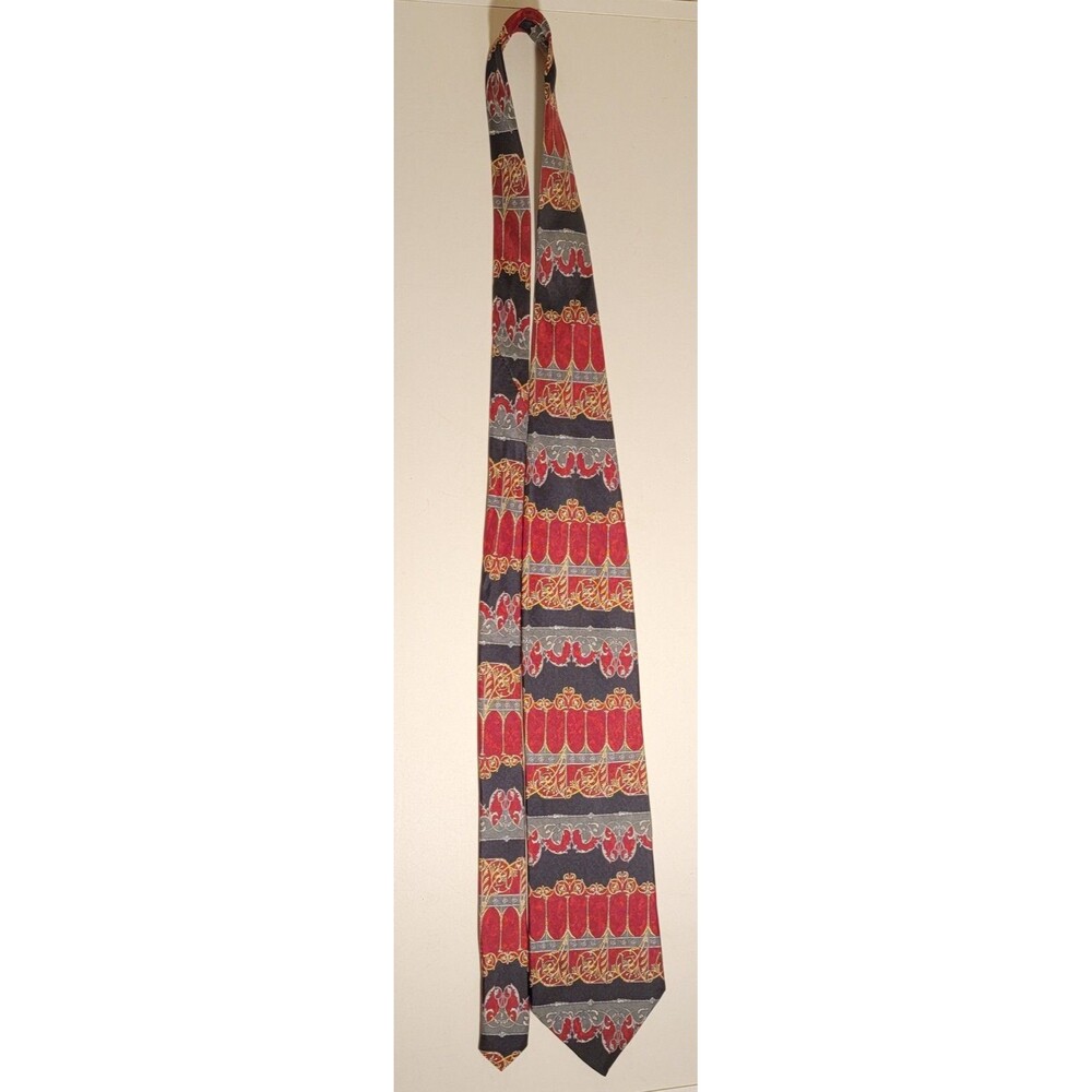 Men's Andhurst Mix Red Black NeckTie 100% Pure Silk - Picture 2 of 7
